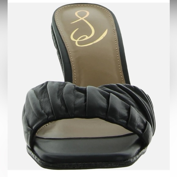 Sam Edelman Kittie black leather slip on sandals kitten heels Sz 6 new - Picture 5 of 12